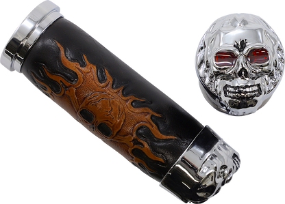 DRAG SPECIALTIES Grips - Skull Grips - Red Eyes - Chrome 17-0505CDTS