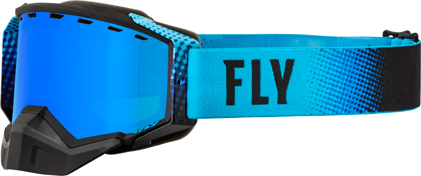 FLY RACING Zone Snow Goggle Black/Blue W/ Sky Blue Mirror/Amber Lens 37-50261