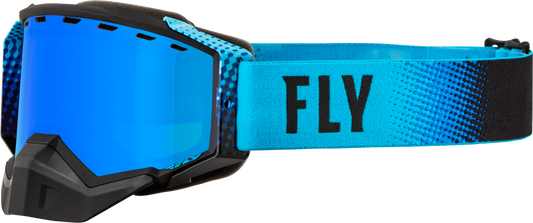 FLY RACING Zone Snow Goggle Black/Blue W/ Sky Blue Mirror/Amber Lens 37-50261