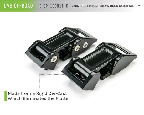 DV8 Offroad 2007-2018 Jeep Rocklaw Hood Catch System D-JP-190011-K