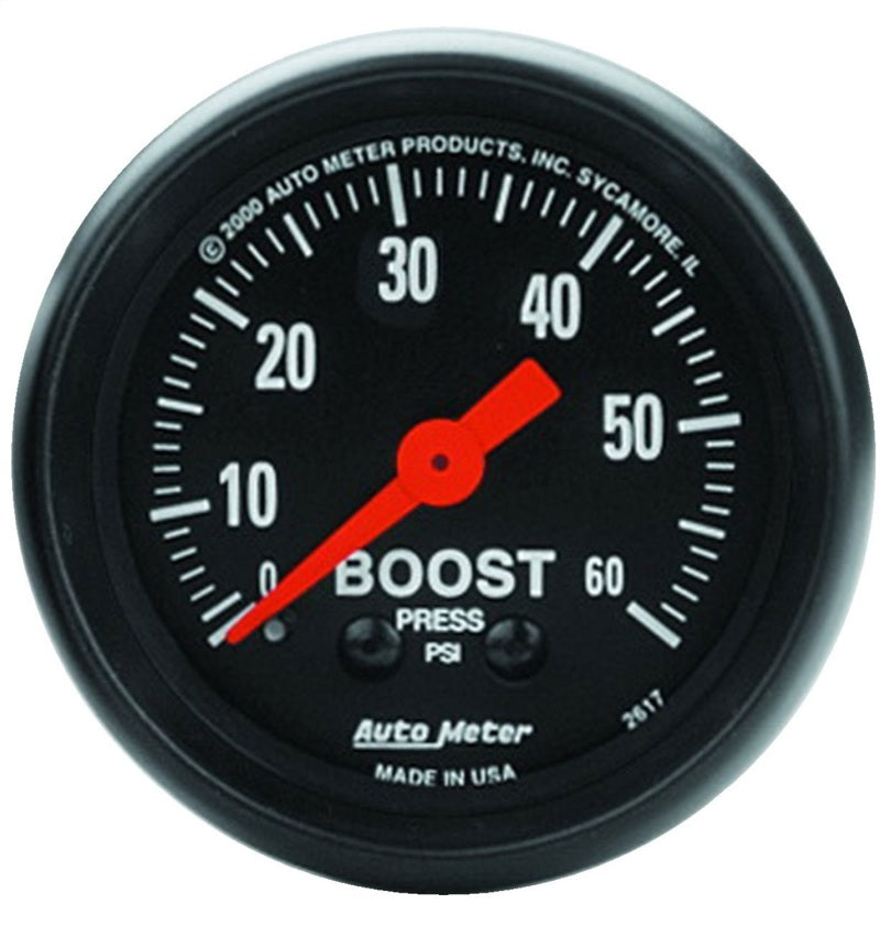 Autometer Z Series 52mm 0-60 PSI Mechanical Boost Gauge 2617