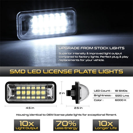Xtune 13-18 Subaru BRZ T10 Connector LED License Plate Bulb Assembly White 5500K LAC-LP-SWRX08 -Pair 9045127