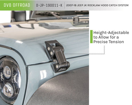 DV8 Offroad 2007-2018 Jeep Rocklaw Hood Catch System D-JP-190011-K