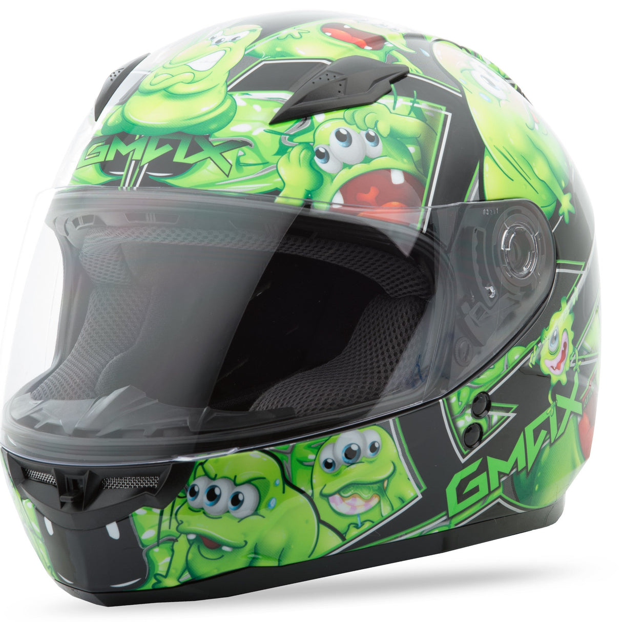GMAX Gm-49y Full Face Helmet Attack Black/Green Ym G7494221