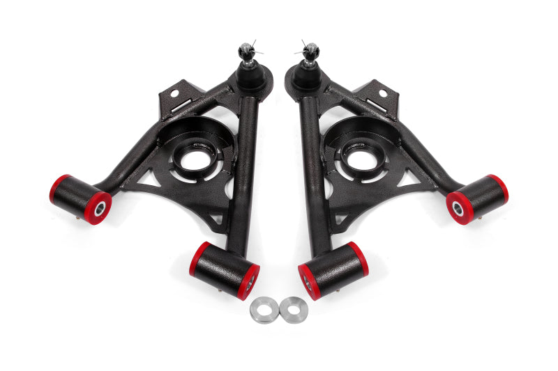 BMR 79-93 Fox Mustang Non-Adj Lower A-Arms Standard Ball Joint Spring Pocket - Black Hammertone AA034H
