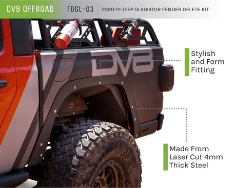 DV8 Offroad 20-21 Jeep Gladiator Fender Flare Delete Kit FDGL-03