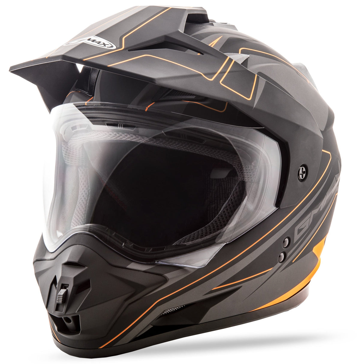 GMAX Gm-11 Dual-Sport Expedition Helmet Matte Blk/Hi-Vis Org Xs G5112693 TC-26