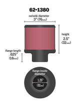 K&N 1.25in Flange ID x 3in OD x 2.5 inch H Rubber Base Crankcase Vent Filter 62-1380