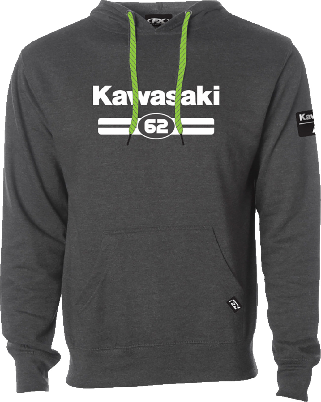 FACTORY EFFEX Kawasaki Sixty Two Pullover Hoodie - Heather Charcoal - Large 27-88104