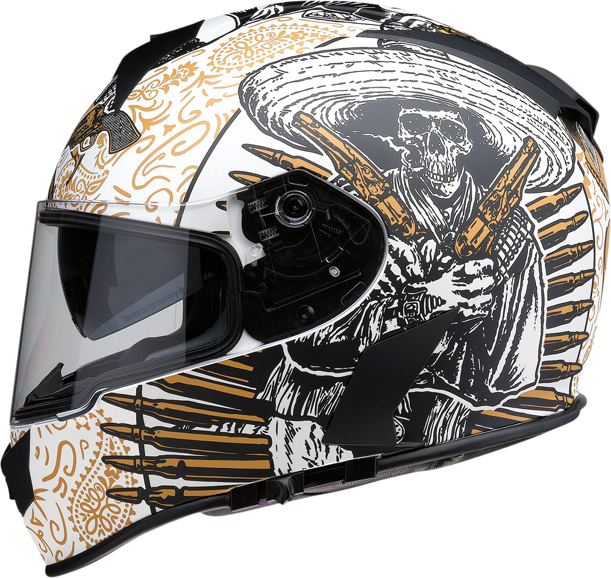 Z1R Warrant Helmet - Sombrero - White/Gold - XS 0101-14164