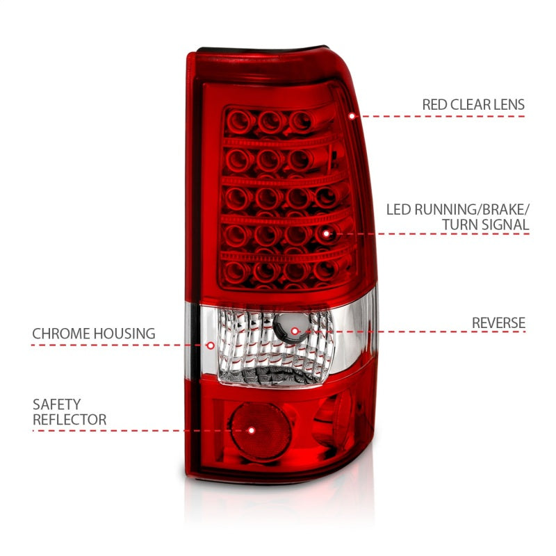 ANZO 1999-2007 Chevrolet Silverado 1500 LED Taillights Red/Clear 311010