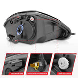 ANZO 2000-2005 Mitsubishi Eclipse Projector Headlights w/ Halo Black 121332