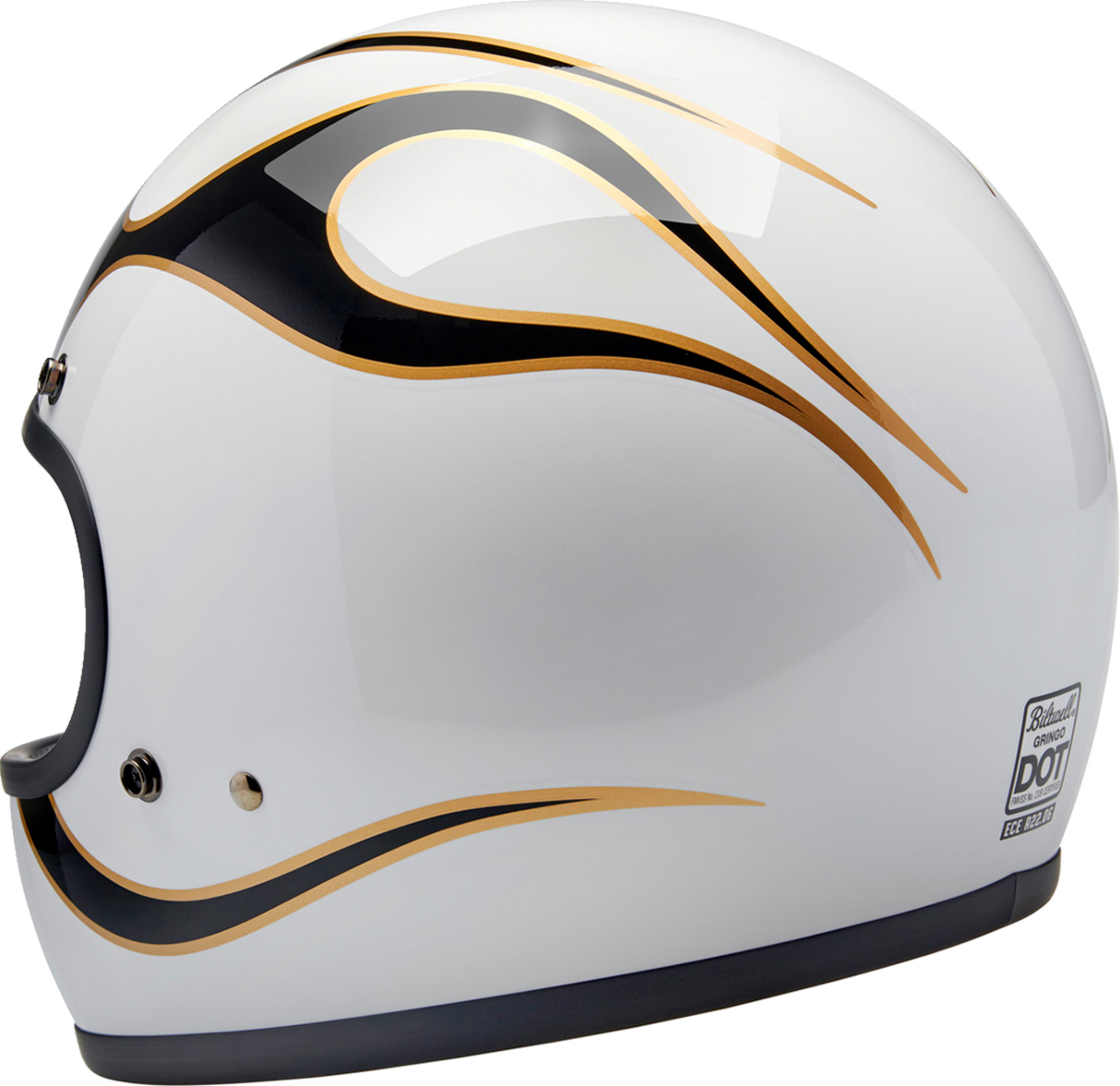 BILTWELL Gringo Helmet - Flames - White/Black - XS 1002-561-501