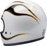 BILTWELL Gringo Helmet - Flames - White/Black - XL 1002-561-505