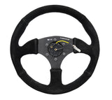 NRG Reinforced Steering Wheel (350mm / 2.5in. Deep) Blk Suede Comfort Grip w/5mm Matte Blk Spokes RST-023MB-S
