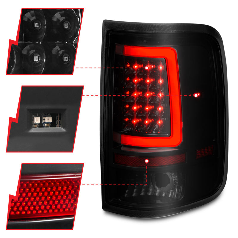 ANZO 2004-2006 Ford F-150 LED Tail Lights w/ Light Bar Black Housing Smoke Lens 311343