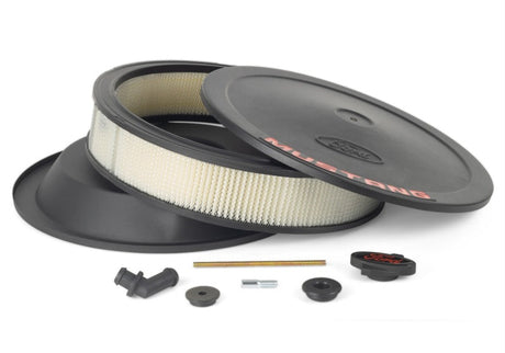 Ford Racing Air Cleaner Kit - Black Crinkle Finish w/ Red Mustang Emblem 302-362