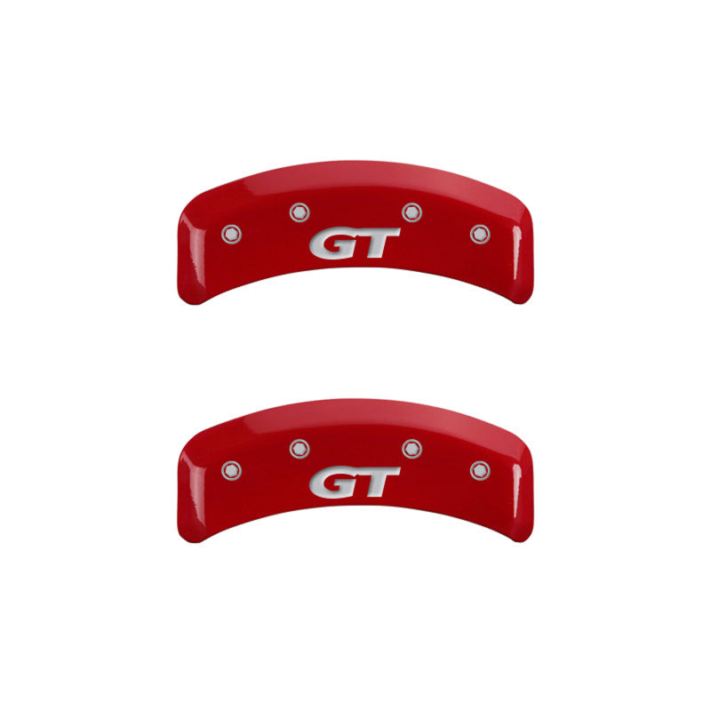 MGP 4 Caliper Covers Engraved Front Mustang Engraved Rear SN95/GT Red finish silver ch 10095SMG1RD