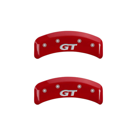 MGP 4 Caliper Covers Engraved Front Mustang Engraved Rear SN95/GT Red finish silver ch 10095SMG1RD