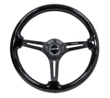 NRG Reinforced Steering Wheel (350mm / 3in. Deep) Blk Wood w/Blk Matte Spoke/Black Center Mark RST-018BK-BK