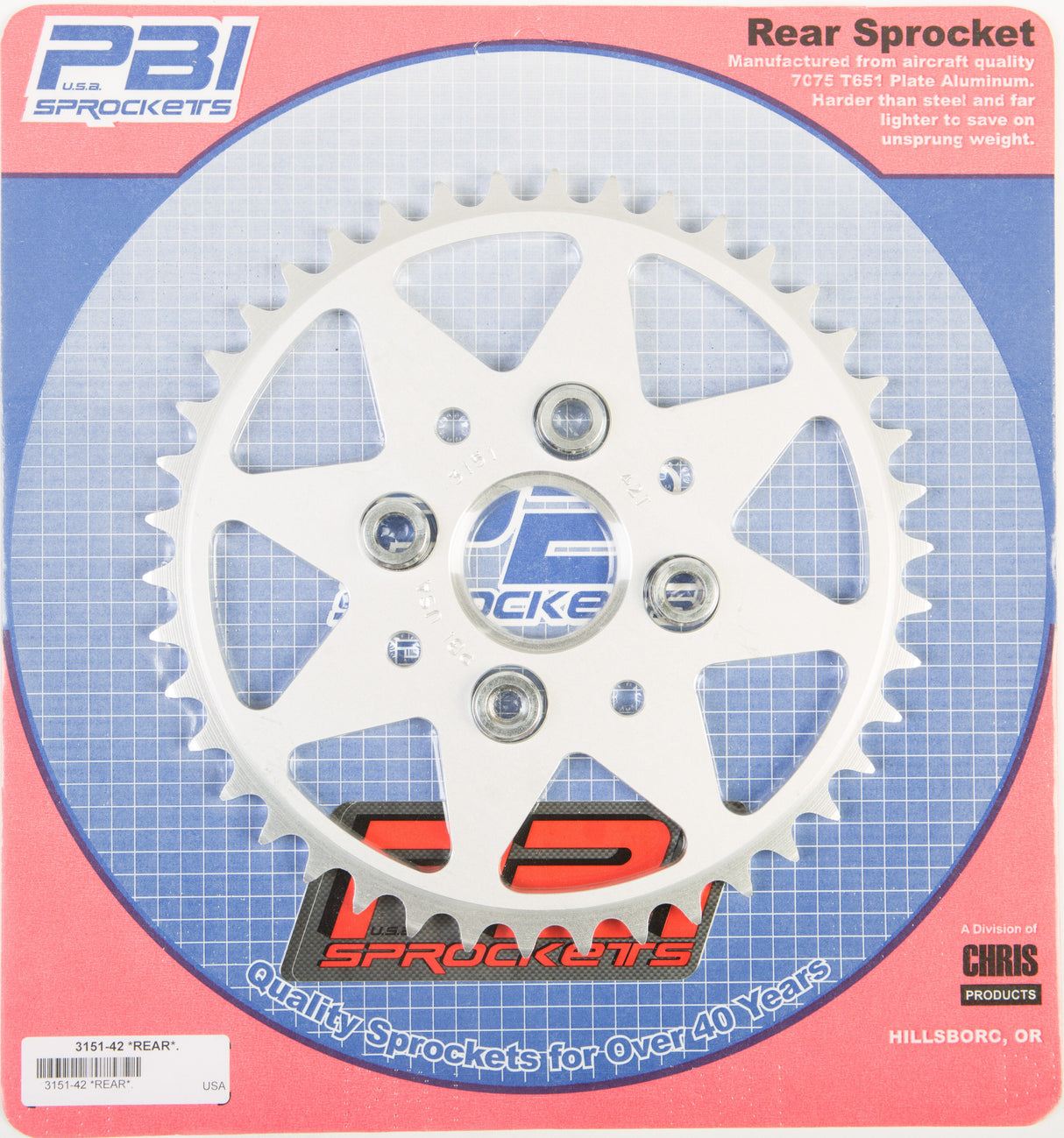 PBIRear Sprocket Aluminum 42t-520 Hon3151-42-3