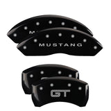 MGP 4 Caliper Covers Engraved Front Mustang Engraved Rear S197/GT Black finish silver ch 10197SMG2BK