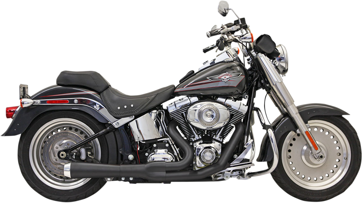 BASSANI XHAUST 2:1 Exhaust - Black - Short - Softail 12122J