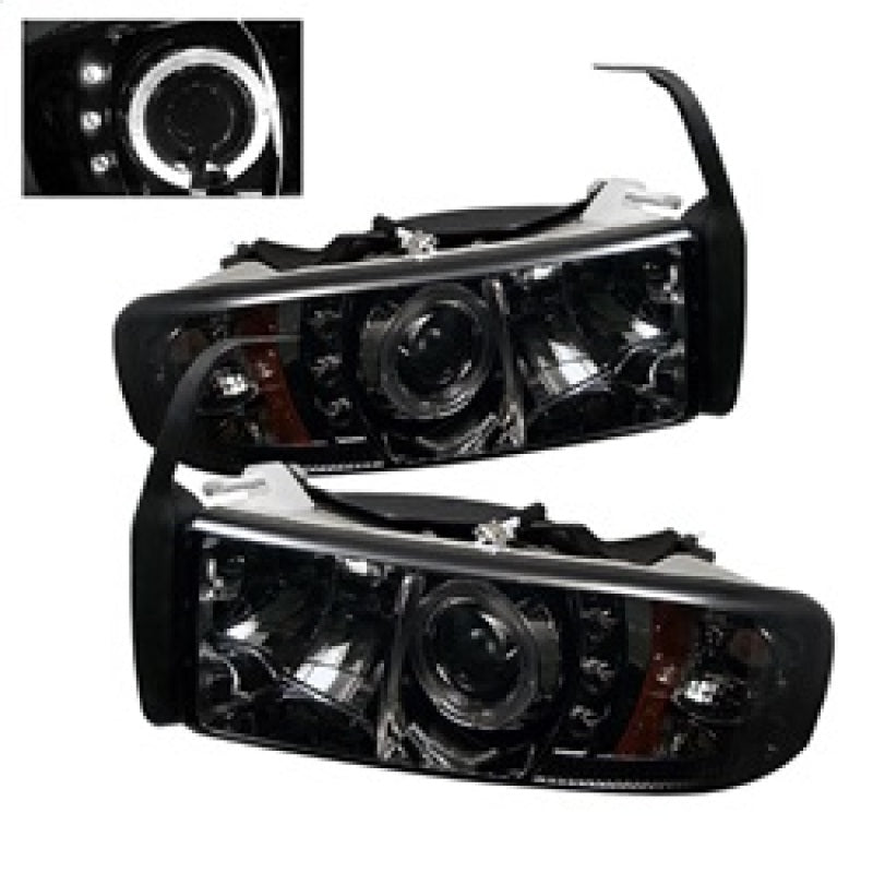 Spyder Dodge Ram 1500 94-01 94-02 Projector Headlights LED Halo LED Smke PRO-YD-DR94-HL-AM-SMC 5010100