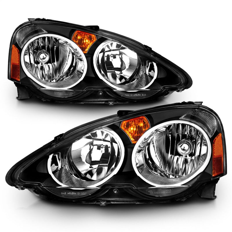 ANZO 2002-2004 Acura Rsx Crystal Headlights Black 121209