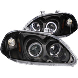 ANZO 1996-1998 Honda Civic Projector Headlights w/ Halo Black 121068