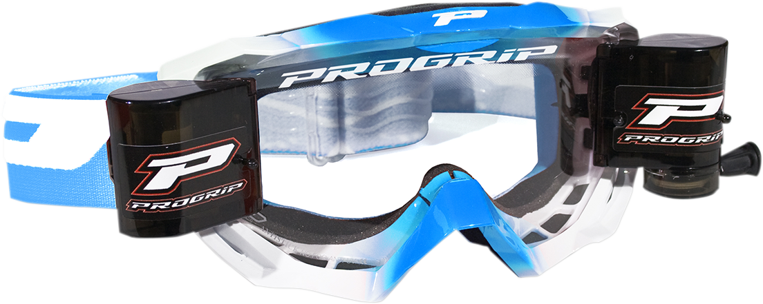 PRO GRIP Venom Roll Off Goggles - Light Blue/White PZ3200ROAZBI