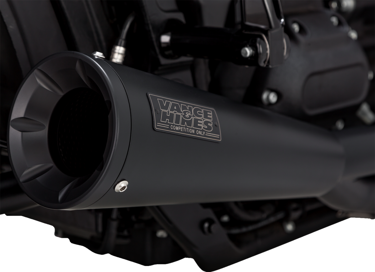 VANCE & HINES 2-into-1 Upsweep Exhaust System - Black - Stainless Steel 47323