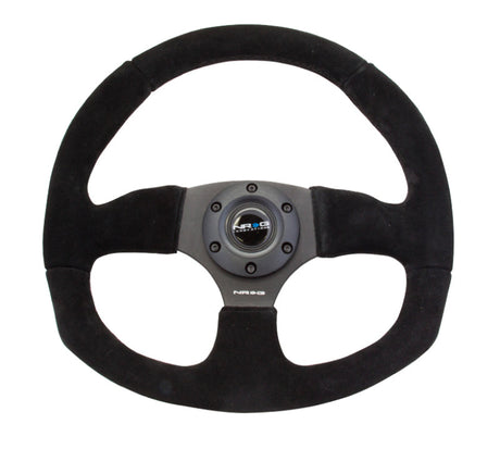 NRG Reinforced Steering Wheel (320mm Horizontal / 330mm Vertical) Black Suede w/Black Stitching RST-009S