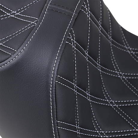 DRAG SPECIALTIES Predator III Seat - Extended - Double Diamond - Silver Stitched - FL '08-'22 0801-1261