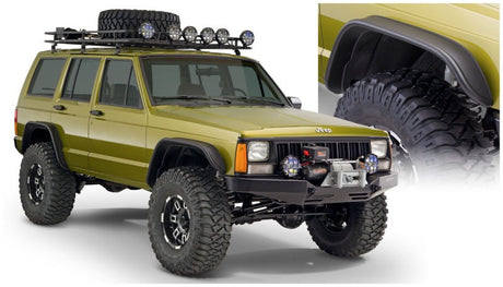 Bushwacker 84-01 Jeep Cherokee Flat Style Flares 4pc - Black 10922-07