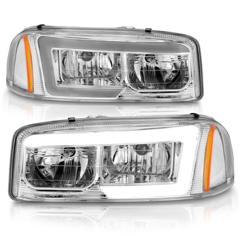Anzo 99-17 GMC Sierra/Denali Headlights Chrome Amber (w/C Light Bars) 111523