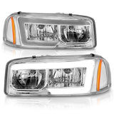 Anzo 99-17 GMC Sierra/Denali Headlights Chrome Amber (w/C Light Bars) 111523