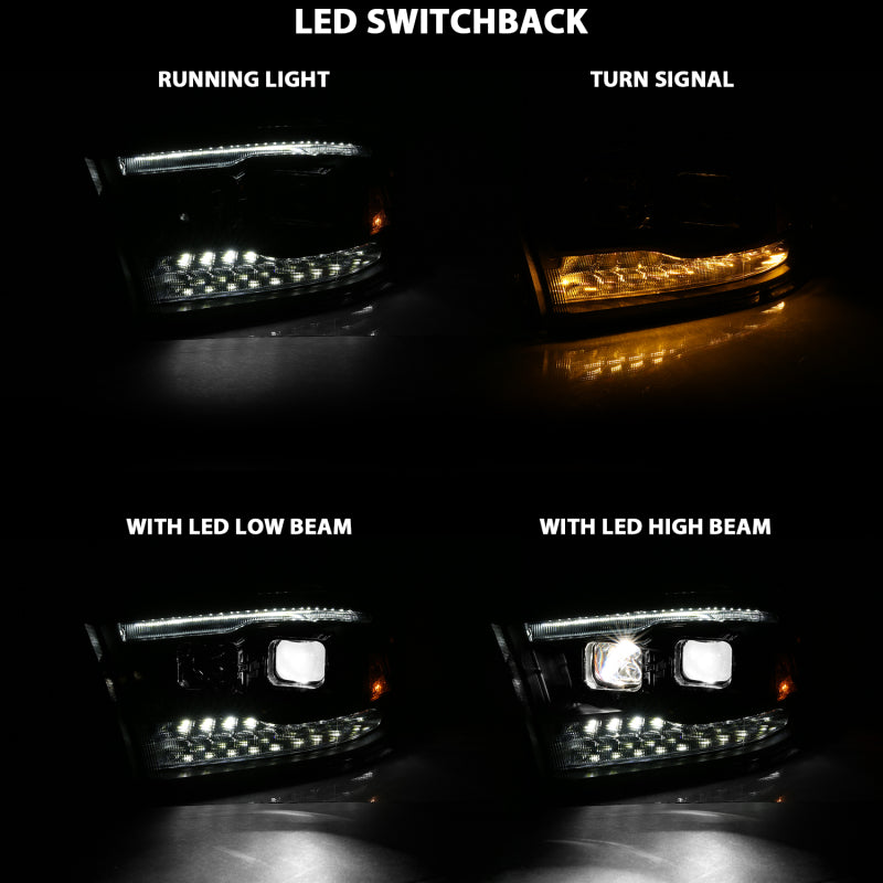 ANZO 2009-2018 Dodge Ram 1500 Led Projector Plank Style Switchback H.L Halo Black Amber (OE Style) 111464
