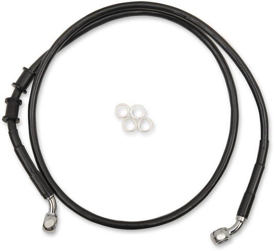 DRAG SPECIALTIES Brake Line - Front - +4" - Black - XL 614766-4BLK