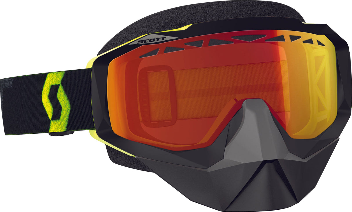 SCOTT Hustle Snocross Goggle Blk/Flo-Ylw W/Red Chrome Lens 246439-5405310