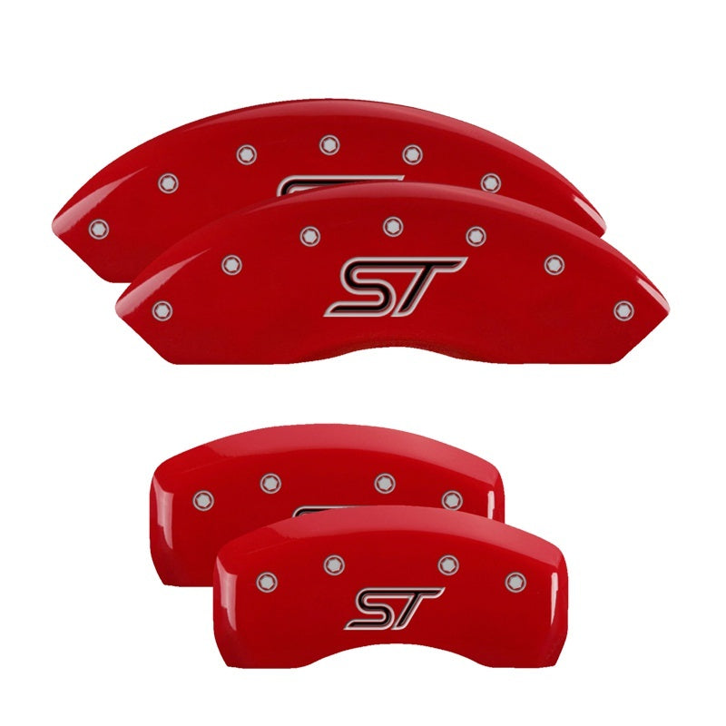 MGP 4 Caliper Covers Engraved Front & Rear ST Red finish silver ch 10231SSTORD