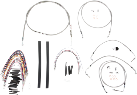 BURLY BRAND Handlebar Cable/Brake Line Kit - Complete - 15" Ape Hanger Handlebars - Stainless Steel B30-1104