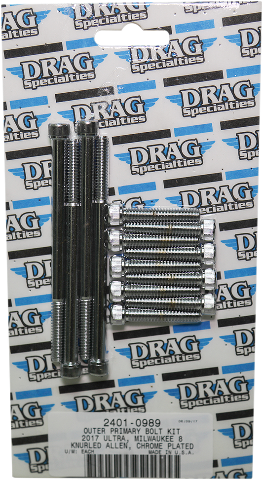 DRAG SPECIALTIES Kit de pernos moleteados primarios exteriores - Cromado - M8 MK787 