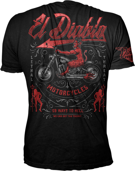 LETHAL THREAT Vintage Velocity El Diablo T-Shirt - Black - Large VV40171L