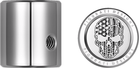 FIGURATI DESIGNS Heel-Toe Shifter Cover - American Flag Skull - Stainless Steel FD27-HTSC-SS