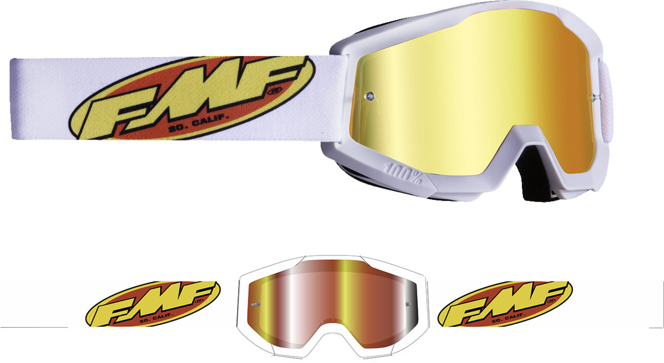 FMF PowerCore Goggles - Core - White - Red Mirror F-50051-00005 2601-3184