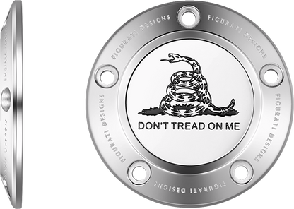 FIGURATI DESIGNS Timing Cover - 5 Hole - Don't Tread on Me - Stainless Steel FD40-TC-5H-SS