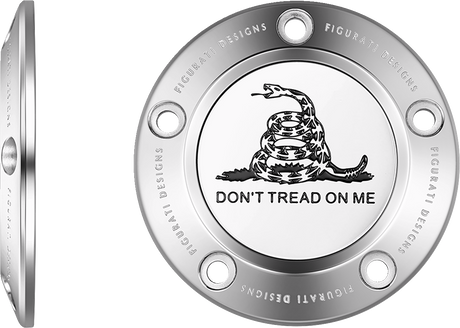 FIGURATI DESIGNS Timing Cover - 5 Hole - Don't Tread on Me - Stainless Steel FD40-TC-5H-SS