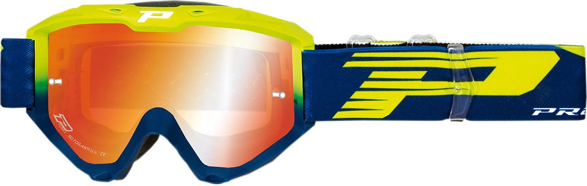 PRO GRIP 3450 Riot Goggles - Yellow Fluo/Navy - Mirror PZ3450GFBLFL