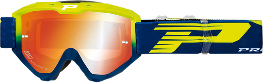 PRO GRIP 3450 Riot Goggles - Yellow Fluo/Navy - Mirror PZ3450GFBLFL